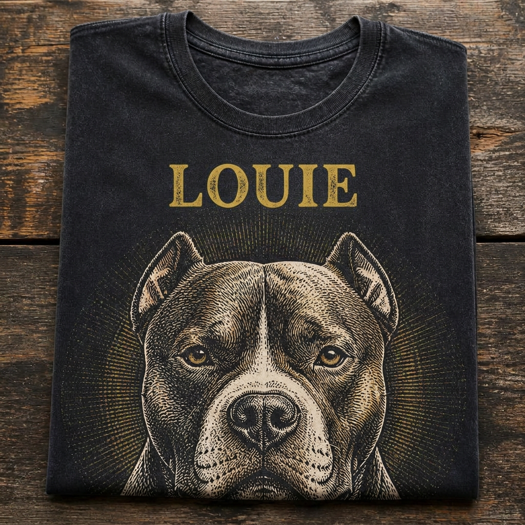 The Portrait — The etched portrait, name above — found-band-tee energy